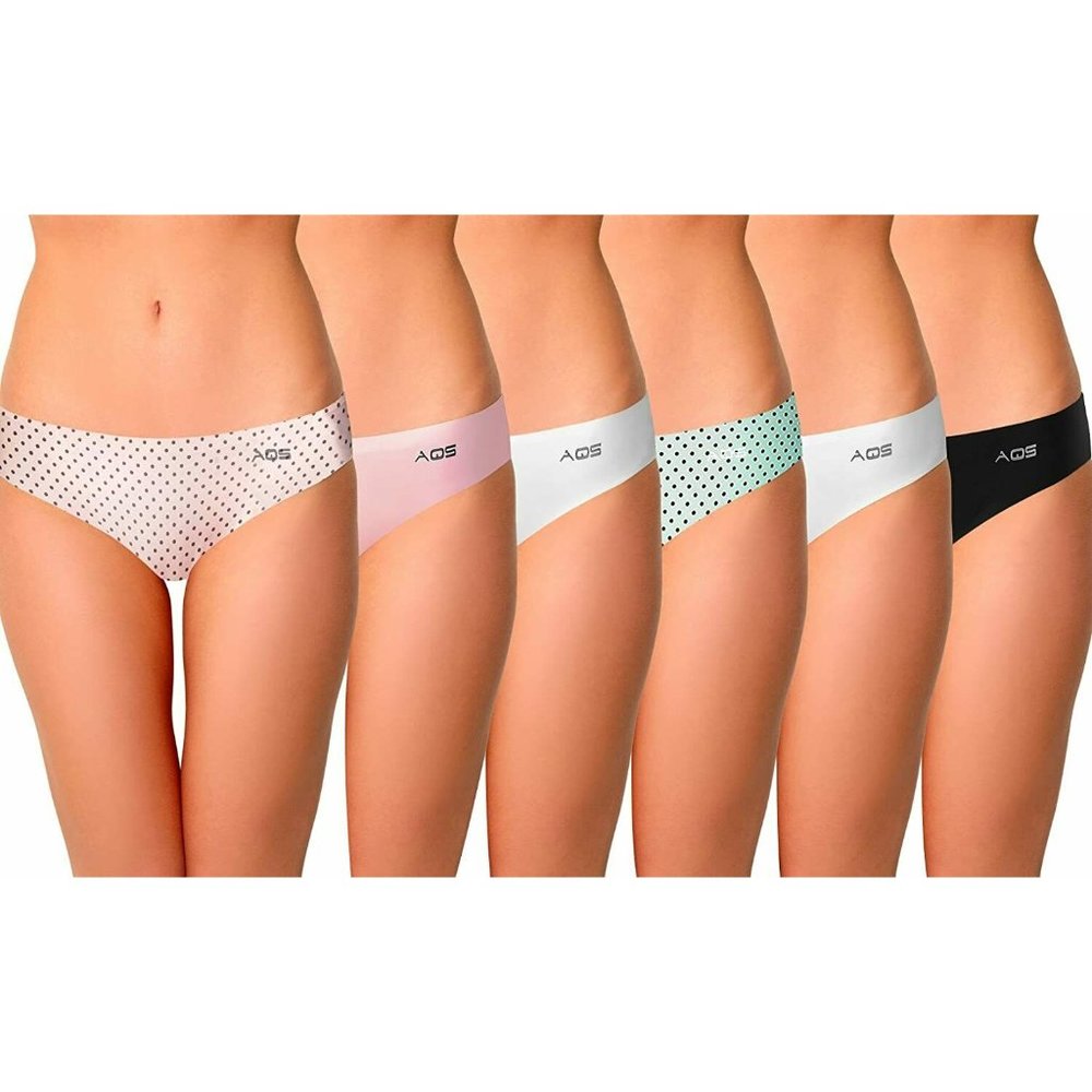 AQS Seamless Bikini Panties- Dots/White/Pink +